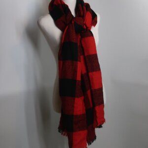 Merona Women's Red Black Buffalo Plaid Blanket Scarf